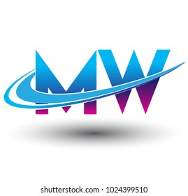 initial letter MW logotype company name colored blue and magenta swoosh design. vector logo for business and company identity.
