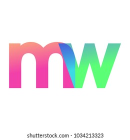 Initial Letter MW Lowercase Logo green, pink and Blue, Modern and Simple Logo Design.