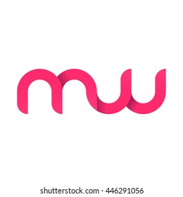 initial letter mw modern linked circle round lowercase logo pink