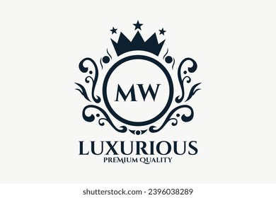 Initial  Letter MW Royal Luxury Logo template in vector art for luxurious branding  vector illustration.