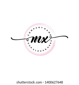 Initial letter MX beautiful handwriting logo vector template