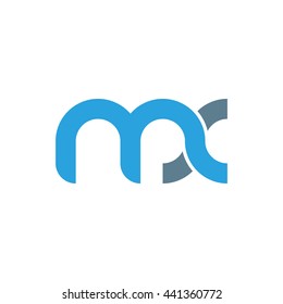 initial letter mx linked round lowercase logo blue