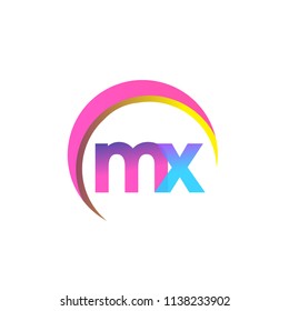 initial letter MX logotype company name, coloreful and swoosh design. vector logo for business and company identity.