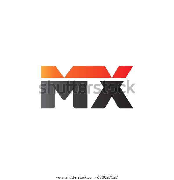 Initial letter MX, straight linked line bold logo,\
gradient fire red black\
colors