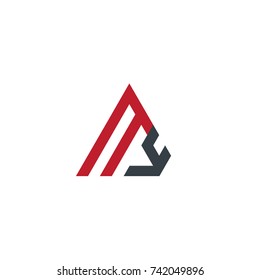 Initial Letter MY Linked Triangle Design Logo