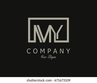 Initial Letter MY Logo Design Template With Box