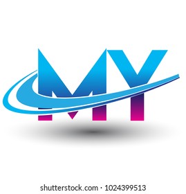 initial letter MY logotype company name colored blue and magenta swoosh design. vector logo for business and company identity.
