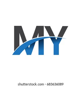 initial letter MY logotype company name colored blue and grey swoosh design. vector logo for business and company identity.
