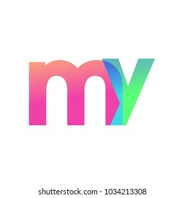 Initial Letter MY Lowercase Logo green, pink and Blue, Modern and Simple Logo Design.