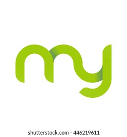 initial letter my modern linked circle round lowercase logo green