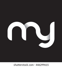 initial letter my modern linked circle round lowercase logo white black