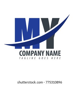 Initial Letter MY Overlapping Logo