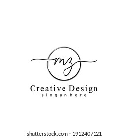 Ursprünglicher Brief MZ Kalligrafie handgeschriebenes Logo. Handgeschriebenes Alphabet in der Logo-Vorlage. Buchstaben und Alphabet für Ihr Logo-Design.