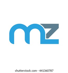 initial letter mz linked round lowercase logo blue
