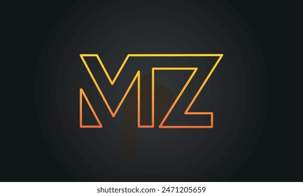 Letra inicial MZ Logo Design con Swoosh. Diseño creativo y moderno del logotipo de MZ sobre fondo negro.