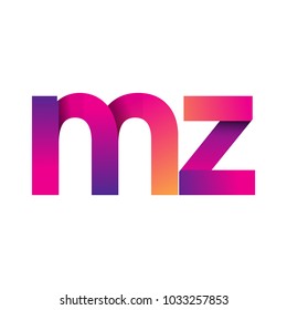 Initial Letter MZ Logo Lowercase, magenta and orange, Modern and Simple Logo Design.