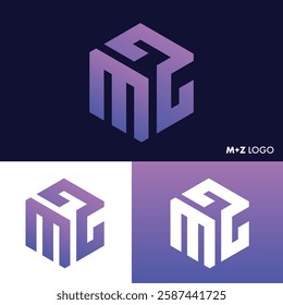 Initial Letter MZ Logo or ZM Logo Design Vector Template