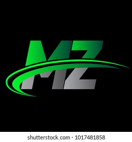 initial letter MZ logotype company name colored green and black swoosh design. vector logo for business and company identity.