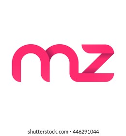 initial letter mz modern linked circle round lowercase logo pink