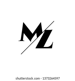 Initial Letter MZ Monogram Sliced. Logo template isolated on white background