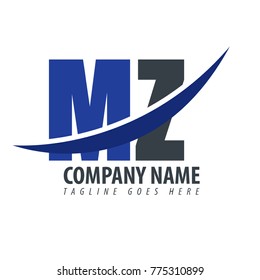 Initial Letter MZ Overlapping Logo