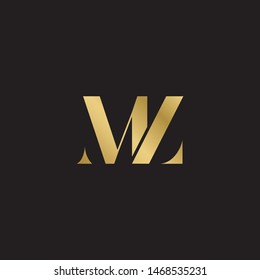 Initial letter mz uppercase modern logo design template elements. Gold letter Isolated on black  background. Suitable for business, consulting group company.