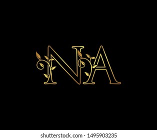 Initial letter N and A, NA, Gold Logo Icon, classy gold letter monogram logo icon suitable for boutique,restaurant, wedding service, hotel or business identity.