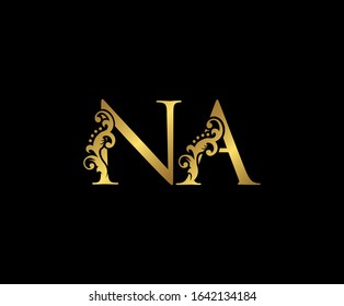 Initial letter N and A, NA, Gold Logo Icon, classy gold letter monogram logo icon suitable for boutique,restaurant, wedding service, hotel or business identity.