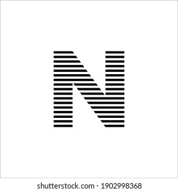 initial letter n abstract horizontal line logo vector