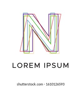 initial letter n abstract line logo
