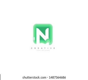 Initial Letter N Abstract Trendy Paper Art Style Logotype