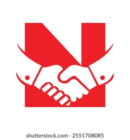 Initial Letter N Agreement Logo Concept With Handshake Icon Vector Template