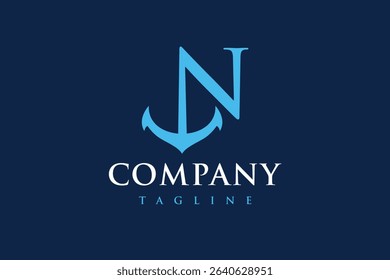 initial letter N anchor logo