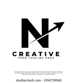 Initial Letter N Artistic Creative Arrow Up Shape Logotype. Usable for Business and Branding Logos.