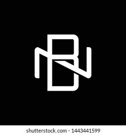 Initial letter N and B, NB, BN, overlapping interlock monogram logo, white color on black background