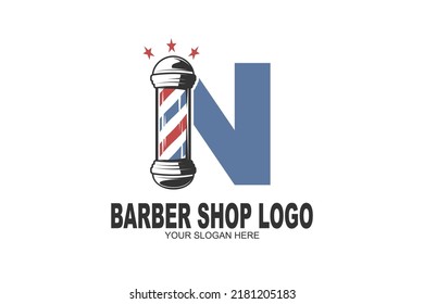 initial Letter N barber shop logo