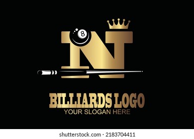 logotipo de carta inicial N billar