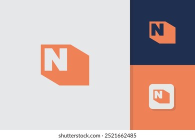 initial letter n block logo design vector template