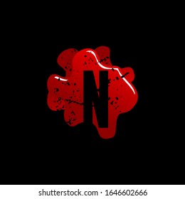 Initial Letter N with Blood Splatter Logo Design