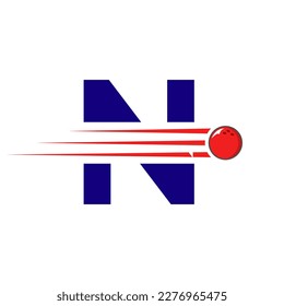 Initial Letter N Bowling Logo. Bowling Ball Symbol Vector Template
