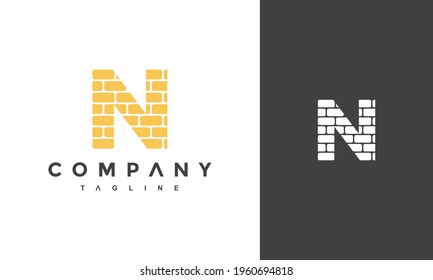 initial letter N brick logo	