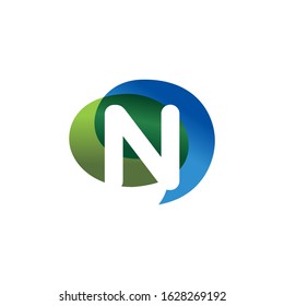 Initial Letter N Bubble Speech Logo Design Concept