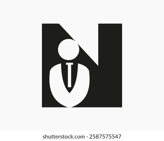 Initial Letter N Business Man Logo Concept With Man Symbol Vector Template
