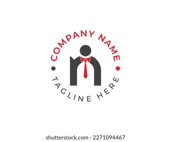 initial Letter n Businessman Logo Concept icon sign symbol Design Element. Marketing, Boss, Financial, Human, People, Tie, Consultant Business Logotype. Vector illustration template