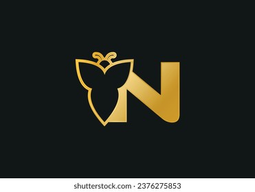 Initial letter N butterfly logo and icon vector illustration design template