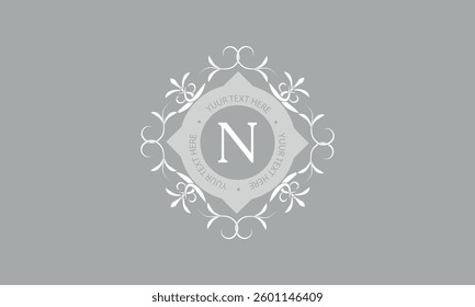 Initial letter N. Calligraphic monogram coat of arms. Luxury elegant logo design for cafes, hotels, businesses, restaurants, boutiques.