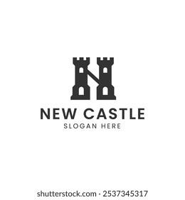 Initial Letter N Castle Gate Logo Symbol Vector