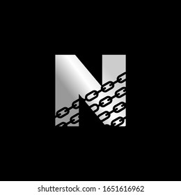 Initial Letter N with Chain