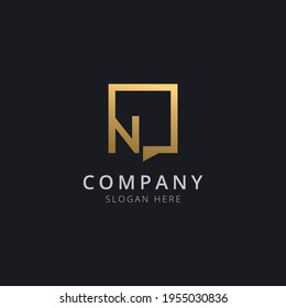 Initial letter N in chat square with modern gold color