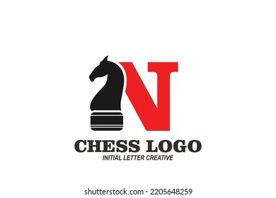 initial letter N chees horse logo